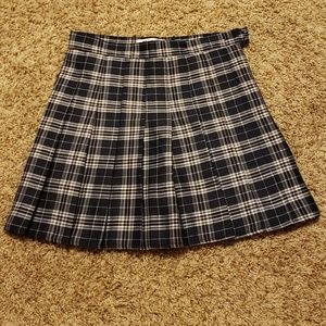 Navy Blue Plaid Mini Skirt